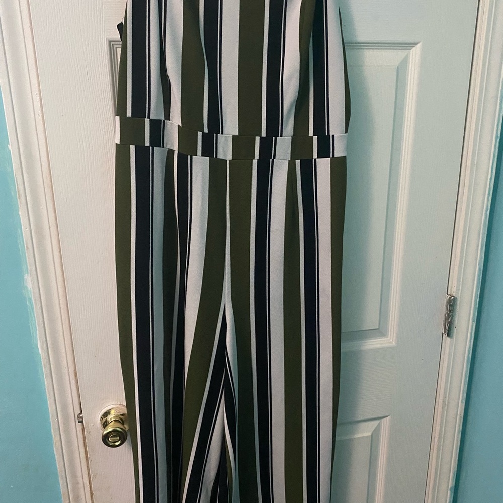 Almost Famous Black and White Striped Jumpsuit